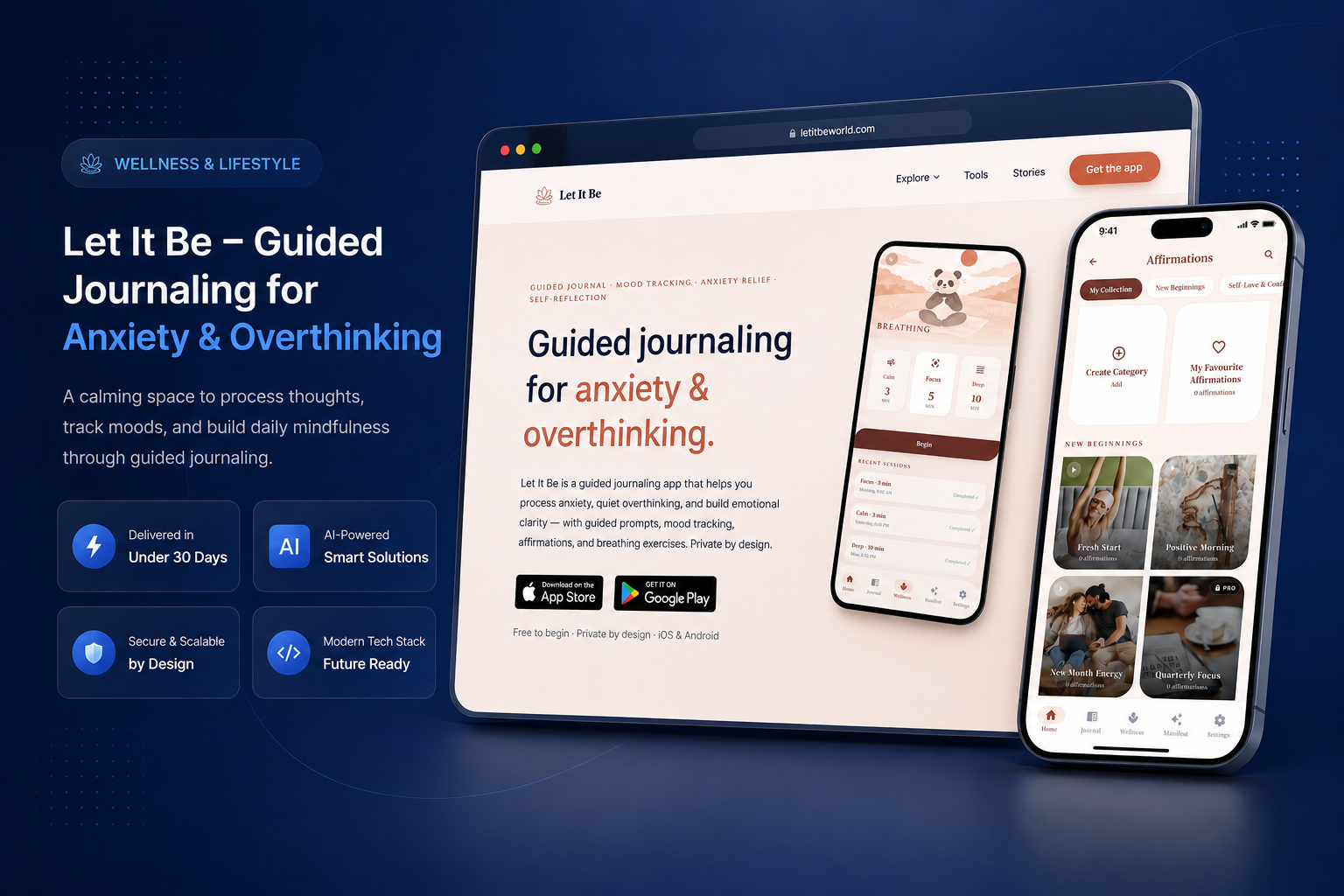 Let It Be guided journaling app on web and mobile